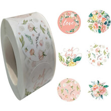 500 étiquettes autocollantes de 3,8 cm (1,5 pouce) pour emballage de produits de bain, motif floral.