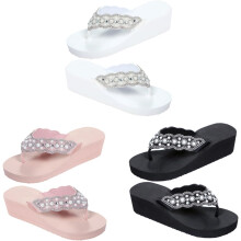 Perlen- und Strass-Strandschuhe für Damen, rutschfeste Flip-Flops mit Diamantdetails für den Sommer, ideal für Strandaktivitäten im Freien