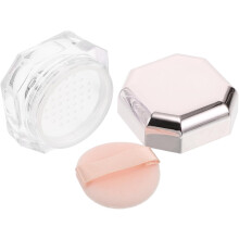 Mini-Puderdose, tragbarer, leerer Behälter für Fixierpuder, Reise-Make-up-Etui mit integriertem Puderquaste
