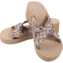 Hausschuhe aus Strohimitat für Damen, lässige Strandpantoffeln, atmungsaktive Outdoor-Sandalen, gewebtes Design