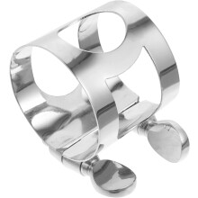 Stevige zilverkleurige metalen ligatureclip voor altsaxofoon, eenvoudig te installeren en praktisch ontwerp.