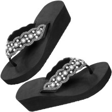 Perlen- und Strass-Strandschuhe für Damen, leichte, bequeme Sandalen mit rutschfester Sohle für sommerliche Strandspaziergänge.