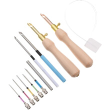 10pcs DIY punch agulha bordado conjunto de ferramentas agulha rosca alça de madeira tricotagem e costura