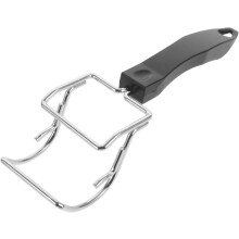 Tragbarer Tellerhalter mit Ofengeschirrklemme, hitzebeständig, langer ergonomischer Griff, rostfreies Metall/Kunststoff