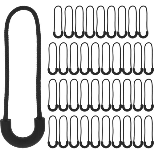 40pcs Semicircle Zipper Pull Heads Replacement Kit Black Zipper Accessories