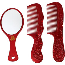 Traditionele Chinese huwelijksdecoratie: plastic bruidskam met spiegel, traditionele bruidskam voor vrijgezellenfeest.