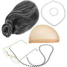 Sada babičiek pre cosplay parochne pre ženy, krátke kučeravé parochne pre starú dámu
