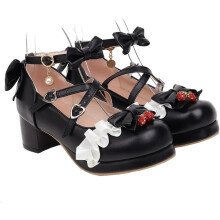 Schwarze Damen-Pumps aus Leder mit mittelhohem Absatz, Schmetterlingsknoten-Design, Prinzessinnenschuhe, Größe 36