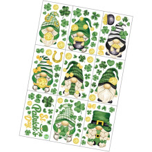 Adesivo per finestre a tema San Patrizio con disegno di gnomo, in PVC, con pellicola statica, disponibile in vari colori.