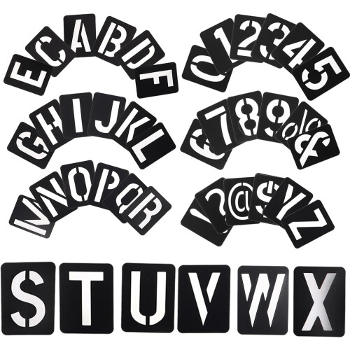 Multi-Function Black Pp Plastic Alphabet Number Letter Stencils Set 42 Sheets