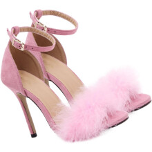 Damen-Keilpumps mit hohen Absätzen, offene Zehensandalen zum Barfußlaufen, rosa