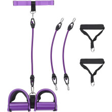 Bande de résistance à pédale avec poignée et pédale, corde de résistance violette à 3 tubes haute élasticité