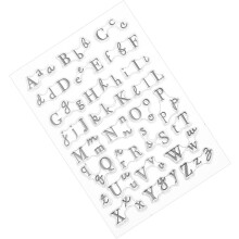 Stempelark med bokstaver i alfabetet for scrapbooking, DIY-journal, kortlaging