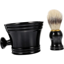 Set van 2 stuks scheerkwast en plastic zeepbakje voor mannen, voor het verzorgen van de baard.