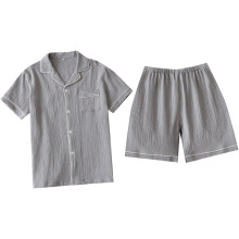 Pyjama d'été homme à manches courtes, taille XL, en coton, confortable et gris, idéal pour se détendre à la maison.