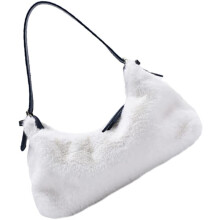 Plüsch-Umhängetasche, weiße Schultertasche mit Reißverschluss, lässige modische Damenhandtasche für Outdoor-Aktivitäten und den Alltag