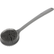 Silikon-Badewannenbürste mit langem Griff, Rückenbürste, grauer Silikon-Duschpeeling-Schwamm