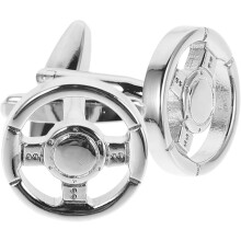 Silverfärgade rattmanschettknappar för män i metall med elegant design, lätta att använda, för affärs- eller formella skjortor