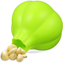 Knoblauchschäler aus Silikon, leicht, wiederverwendbar, Küchenhelfer, abfallfreies Design, niedliche Knoblauchform, grün