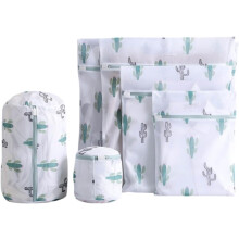 Lot de 6 sacs à linge cylindriques en polyester blanc, en filet, pour le lavage des vêtements, idéaux pour les voyages et le rangement.