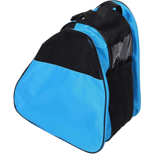 Roller Skates Bag with Three-Layer Storage Blue Semi-mesh Material Multi-Compartment Roller Backpack