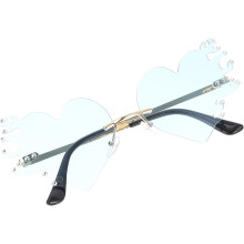 Persönliche Feuer-Sonnenbrille, dekorative Herzbrille, randlos, modisch, trendig, leicht, UV-Schutz