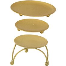 3pcs Metal Candlestick Tray Decorative Plate Candle Holder Wedding Decor Tea Light Candles Tray Round