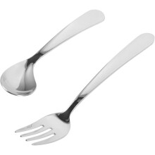 Juego de cuchara angulada y tenedor curvo para pacientes de edad avanzada, utensilios adaptados de acero inoxidable.
