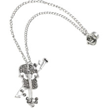Broche de violino de diamante cintilante Pin de strass elegante para instrumento musical Broche lapel para camisa colar chapéu lenço