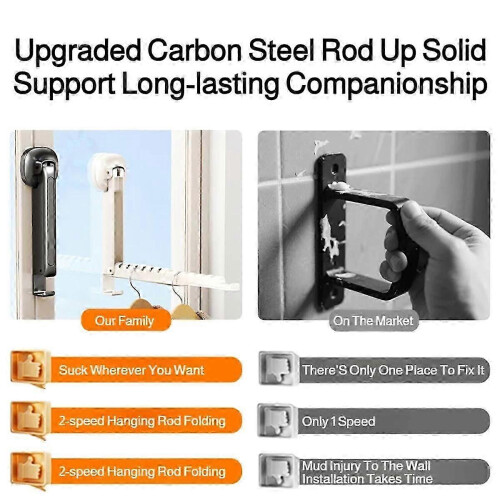Folding Wall-Mounted Clothes Drying with Suction Cup Foldable Retractable Portable Clothes Drying Folding Clothes Racks 1