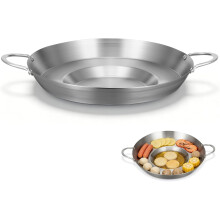 Poêle à frire plate concave, antiadhésive, en acier inoxydable, construction robuste