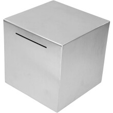 Spardose aus Edelstahl, 20x20x20cm, kindersicherer Münzbehälter, sichere Spendenaufbewahrung