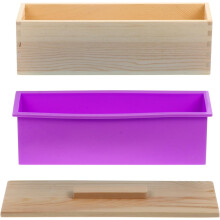 Coffret de moules Ă savon en bois avec moule en silicone alimentaire violet et couvercle en bois - Kit de fabrication de savon artisanal 3 en 1