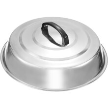 Flache Grillplatte mit Käseschmelzkuppel, Edelstahl-Topfdeckel 32 cm, für Herdplatten und Grills
