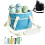 (Blue) Bottle Carrier Bag Four Bottle Capacity Front Pocket Adjustable Shoulder Strap 1
