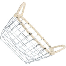 Cesta decorativa de hierro, cesta de metal con alambre para frutas, almacenamiento de cocina sencillo y elegante para aperitivos y frutas.