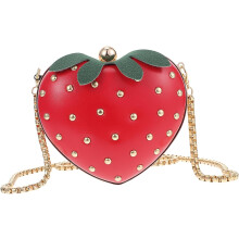 Schicke koreanische Umhängetasche, bezaubernde rote Sling Bag mit Kettenriemen, vielseitige Schultertasche