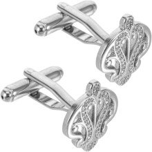 Gemelli da uomo a forma di corona con strass color argento per camicia, polsino alla francese, ideali per occasioni formali, matrimoni e lavoro.