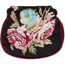 Bestickte Retro-Handtasche aus Canvas im Ethno-Stil für Damen, schwarze Tragetasche mit Blumenmuster, geeignet zum Einkaufen und für den Alltag