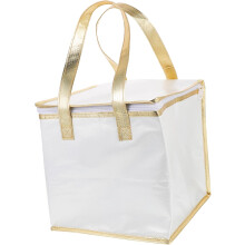 Isolierte, tragbare Kuchenaufbewahrungstasche, 25 cm, weiß, mit goldenem Rand, Thermotasche für Lebensmittelverpackung