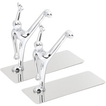 Paar robuste Buchstützen aus Metall, Edelstahl-Zinklegierung, flache Unterseite, stabiler Stand, schlichtes Design, Dekoration für Zuhause