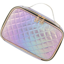 Saco cosmético de viagem para mulheres Bolsa de maquiagem de zíper Pu para armazenamento e organização de higiene ao ar livre