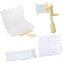 Nähwerkzeug-Set mit Wickelplatte, Aufbewahrungsbox, Handwickelmaschine, 100 Wickelplatten und 4 Aufkleberbögen