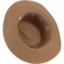 Straw Sun Hat for Women with Wide Brim, Foldable Summer Beach Hat in Khaki Black