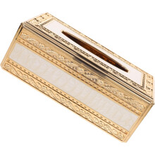 Luxuriöse goldene Acryl-Taschentuchbox mit offener Unterseite, widerstandsfähig gegen tägliche Abnutzung