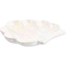 Muschelförmige Aufbewahrungsschale, Schmucktablett, Keramik, weiß, multifunktional, weiß