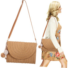 Strohhandtasche für Damen, lässige Strandtasche, Strohschultertasche für Partys und Reisen