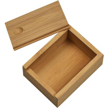 Schmuckaufbewahrungsbox aus Bambus mit ausziehbarem Deckel, quadratischer Kosmetikorganizer