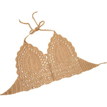 Gestrickter Bikini-Badeanzug, Häkelstrick-Wickel-Badeanzug, sexy Damen-Bademode mit Schlitz, modischer Badeanzug für Thermalbäder, Khaki