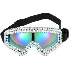 Lunettes de soleil de carnaval ornées de bijoux, style aviateur steampunk pour femmes
